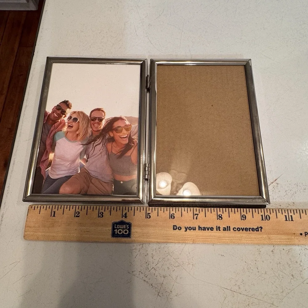 5x7 Double Hinged Picture Frame Two Photo Folding Frames Wedding Family Collage‎